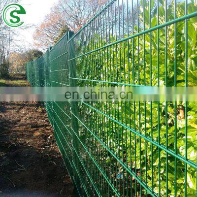 Powder coated decorative anti climb double wire bar security mesh fence