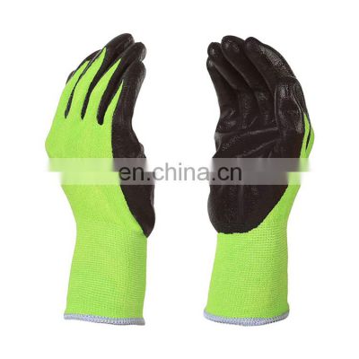 Eco Friendly Nitrile Rubber Coated Green Bamboo Working Gloves