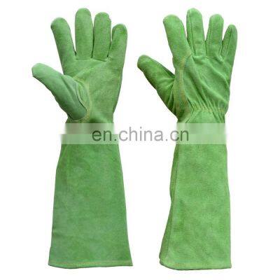 HANDLANDY Rose Pruning Long Cowhide Leather Thorn Proof Long Gauntlet Gardening  gloves for Men and Women