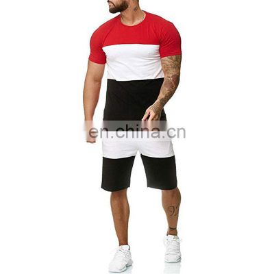 Summer new loose short-sleeved suit manufacturers wholesale sports and leisure color matching large size men's suits