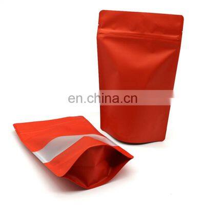 High quality aluminum foil recycled heat sealed Stand Up Pouch With Window green mylar matte zipper bag