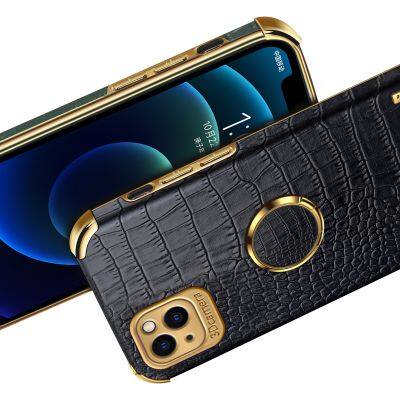 TPU Electroplated Crocodile Skin Magnetic Suction Ring Mobile Case Packaging For Iphone 6 7 8 Plus X Xr 11 12 13 14 Pro Max