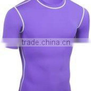 92% Polyester 8% Spandex (Lycra) Plain Light Purple Full Sleeves Compression Shirt / Rash Guard with White Stitching work
