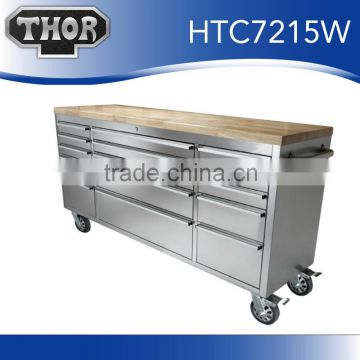 Hyxion 55 in. 10 Drawer stainless steel tool chest with Handle