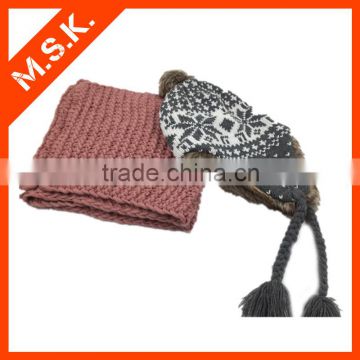 2015 new design women winter hat and scarf set