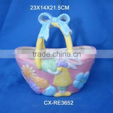 hand painted ceramic egg holder baskets for Easter day