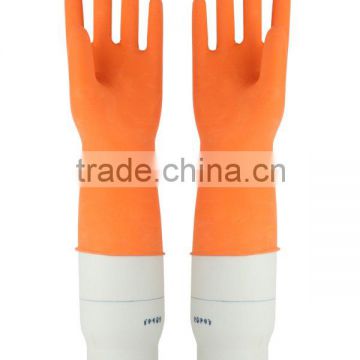 flocklined Orange Nitrile Household Gloves