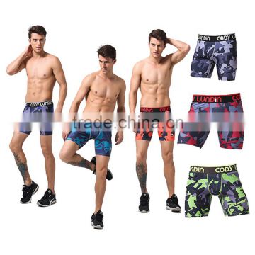 oem athletic apparel compression shorts/wholesale mens polyester spandex compression wear camouflage digital print shorts men