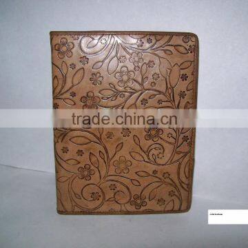 floral pattern leather engraved journals made from buffalo leather with cotton handmade paper sheets