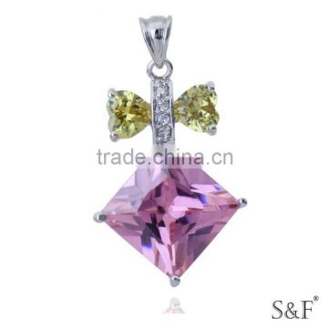 q8880222 White Gold Plated colour stone pendant for necklace