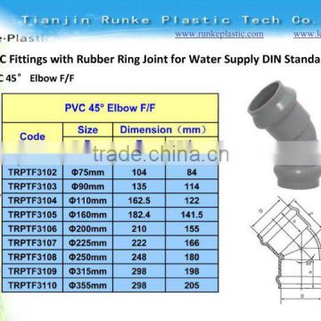 Plastic UPVC Pipe Fittings DIN Standard PN10