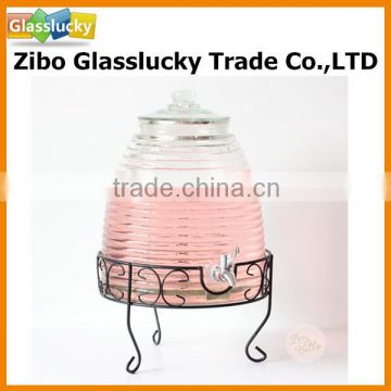 Wholesale juice glass jar with tap , glass beverage dispenser