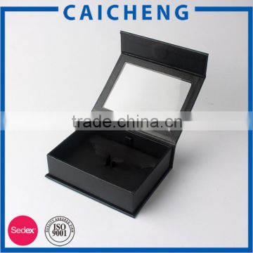 Black jewelry packing cardboard box with magnetic lid