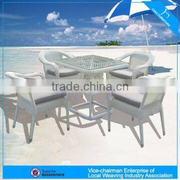 A - high-end outdoor white round wicker coffee table set 715+1016