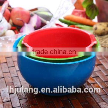 Useful plastic salad bowl set /3pcs salad mixing bowl set
