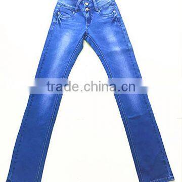 lady's classic straight denim long pants