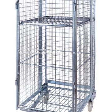 4 Sides Warehouse Logistic Hand Steel Moving Roll Cage Container