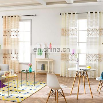 Wholesale hotel use stripe embroidery voile curtains