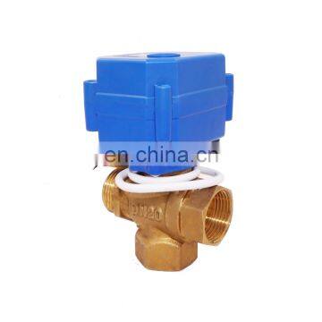 1/2" stainless steel 3 way dc12v brass motorized ball valve