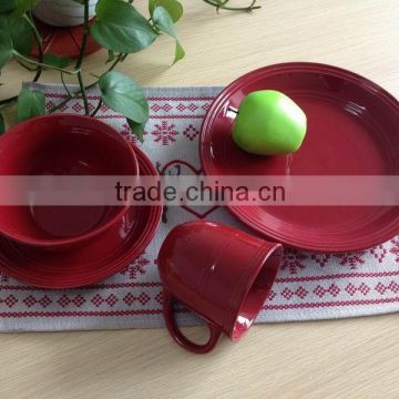 Wholesale ceramic tableware dinnerware sets with red solid color