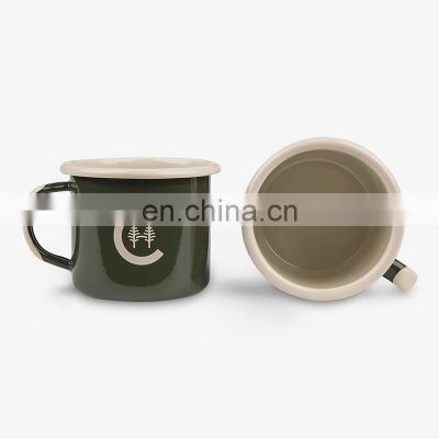 High quality popular classic printing sublimation customized iron 12oz orange enamel mug for drink