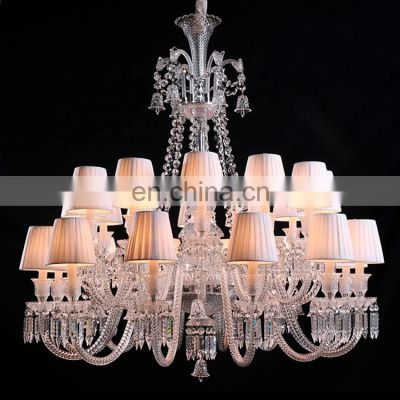 Luxury europe shade crystal chandeliers modern glass hanging lamps living room