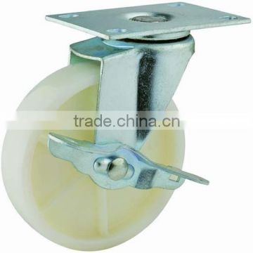 13 Double Ball Raceway Top Plate Swivel White PP Caster with Side Brake
