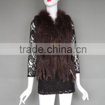 Fashion Knitted Poncho Pattern Rabbit Fur Vest Fashion Ladies Shawl