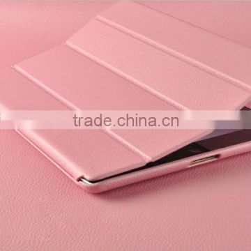 pink smart wake sleep leather folded case for ipad 4
