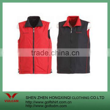 100% polyester lined cotton warm vest with full zipper polo collar
