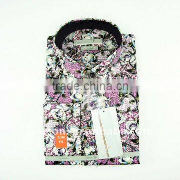 Men's classic business dress Pure cotton long sleeve stylish printed floral shirt