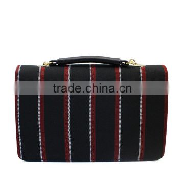 fashion casual stripe canvas clutch bag for women