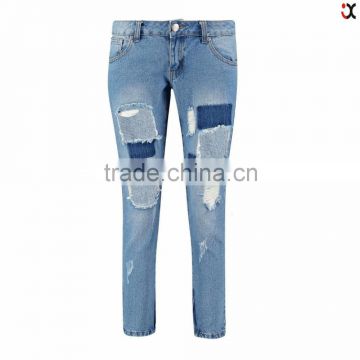 low rise skinny distressing thighs mom jeans (JXA0014)                        
                                                Quality Choice