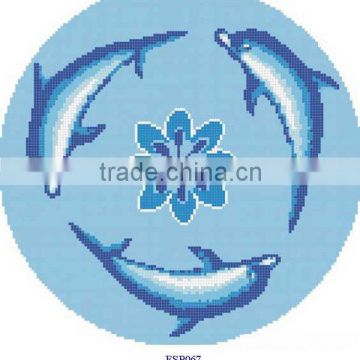Dolphin pattern glass mosaic swimming pool tile, can be customized for your need glass swimming pool mosaic