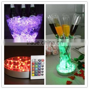 Best price acrylic display 4/6/8 inch rechargeable 16 colors changing LED bottle stand with USB charger