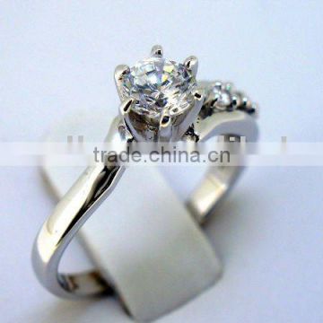 silver ring with quality cz rhodium plating QCR027