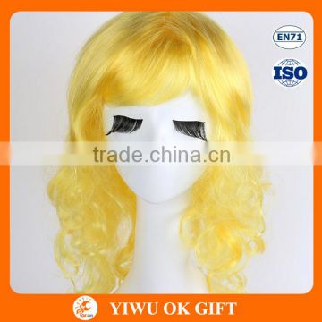 Cheap colorful polyestor gloss synthetic party long wig
