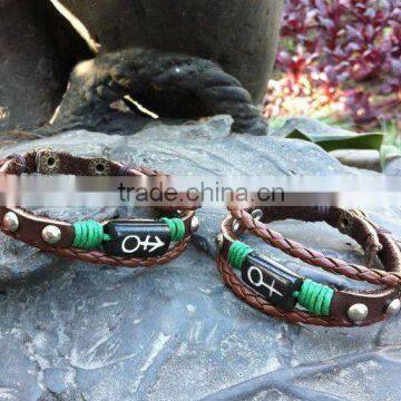 cow bone make leather beaded bracelets for lovers punk style