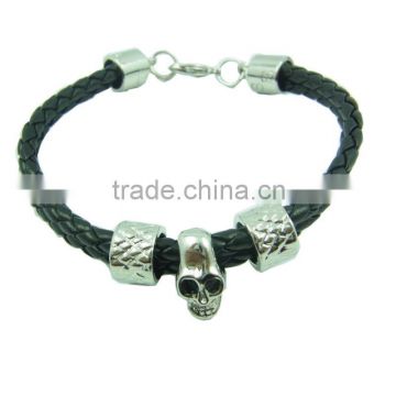 Genuine leather plain black leather bracelet,plain leather braided bracelet,braided leather bracelet