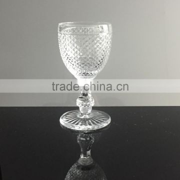 Fancy diamond embossed icecream glass cup with stem
