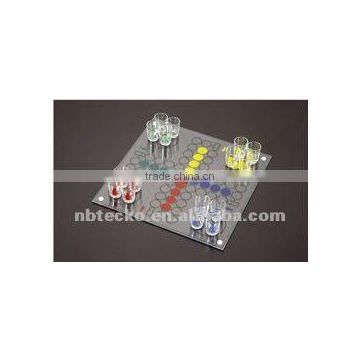 New Drinking Glass Chess Board Game Display Decor Set