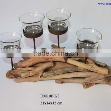 driftwood candle stcik with four candle holders