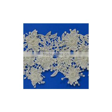 Delicate design 3D applique water soluble lace border trim with hole