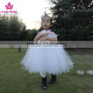 Pure White Tulle Girl Crochet Tutu Dress Beautiful Puffy Baby Dance Dress