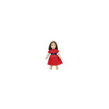 Black Dot Red Doll Dress with Black Girdle , Cute 18 inch Doll Clothes