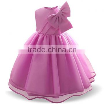 Lastest 1 year old girls birthday dress bow tie design tulle girls party dresses