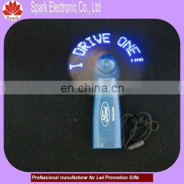 plastic logo led light fan, mini flashing message fan