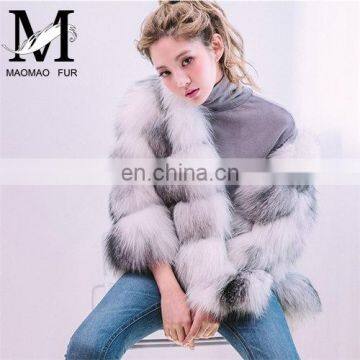Attractive Style Coat With Long Sleeves Winter Warm Ladies Red Fox Fur Coat