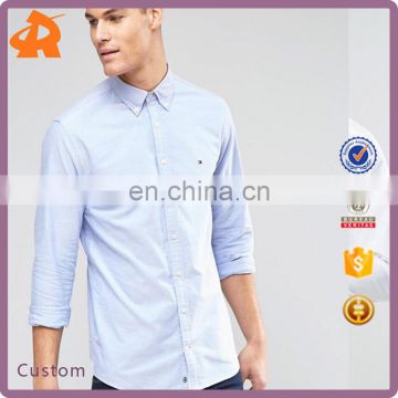 China OEM Custom Manufacturer Men's Regular Fit Shirt In Blue