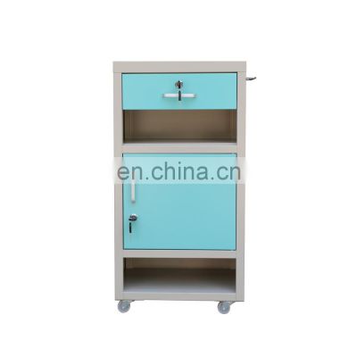 Medical Furniture Metal Bedside Locker with Drawer and One Tower Hanger Hospital Bedside Cabinet